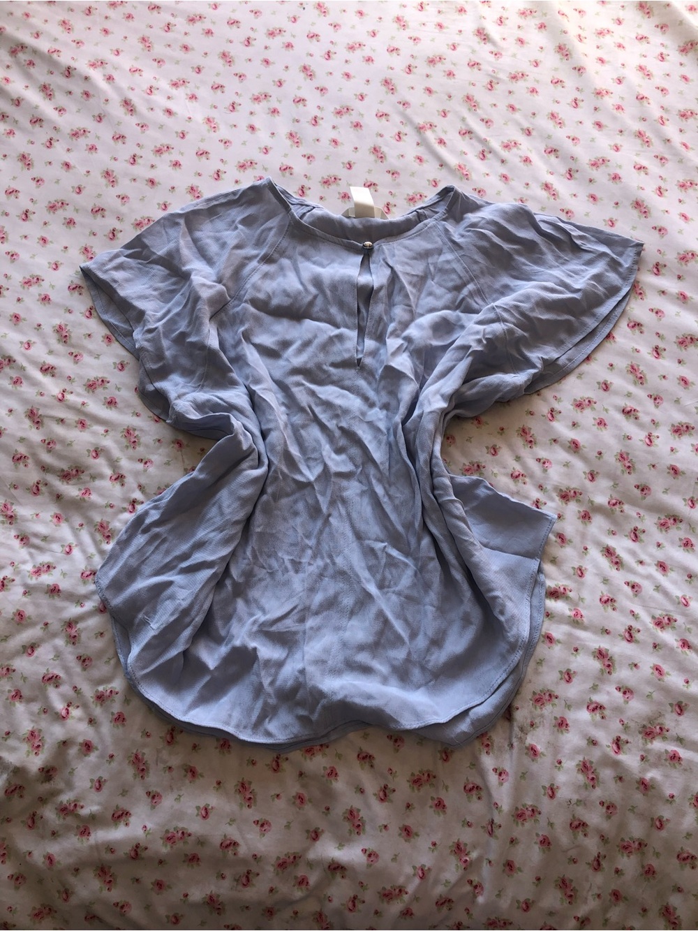 H&M Light Blue Flutter-Sleeve Blouse